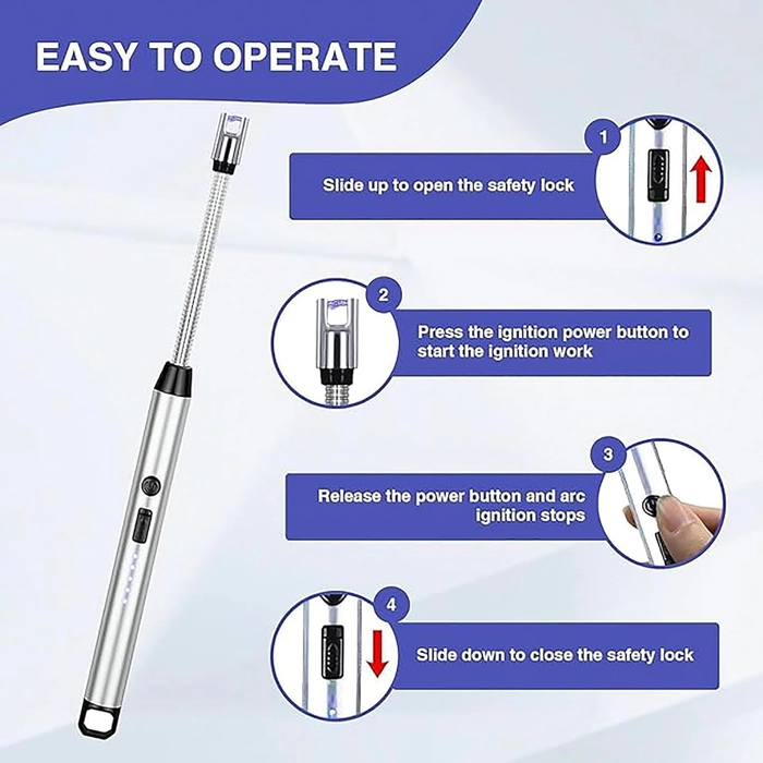 Rechargeable Electric Lighters USB Lighter Plasma Flameless Windproof 360° Flexible Neck Arc Lighter for Gas,Candle Lighter